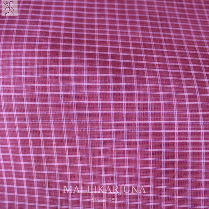 C87. Pure Maroon red Checks Venkatagiri Cotton Saree