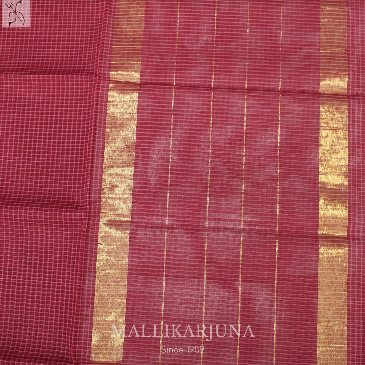 C87. Pure Maroon red Checks Venkatagiri Cotton Saree