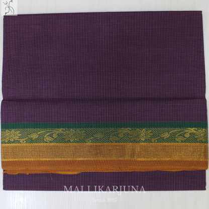 C90. Pure Purple Checks Venkatagiri Cotton Saree