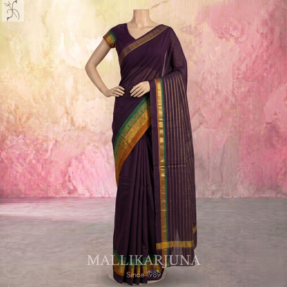 C65. Pure Dark Maroon Venkatagiri Cotton Saree