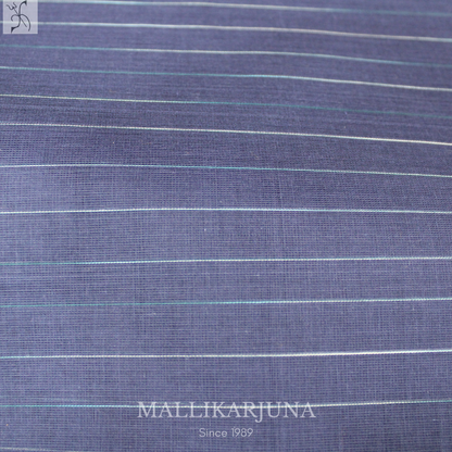 C89. Pure Ink Blue Checks Venkatagiri Cotton Saree