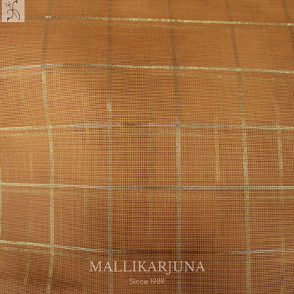 C91. Pure Yellow Checks Venkatagiri Cotton Saree