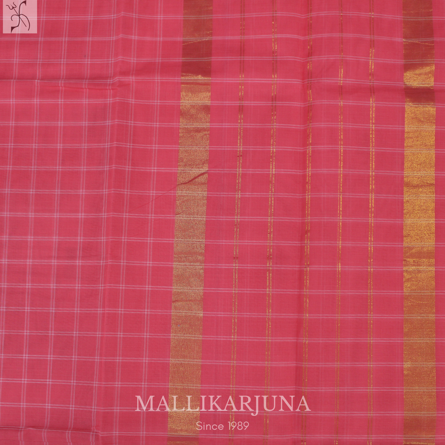 C92. Pure Baby Pink Checks Venkatagiri Cotton Saree
