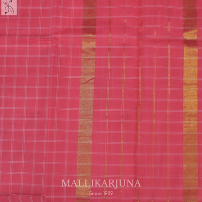 C92. Pure Baby Pink Checks Venkatagiri Cotton Saree