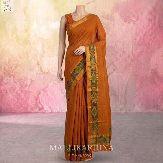 C67. Pure Mustard Yellow Plain Venkatagiri Cotton Saree