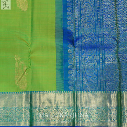 A12.pure Parrot Green Kanjivaram Butta silk saree