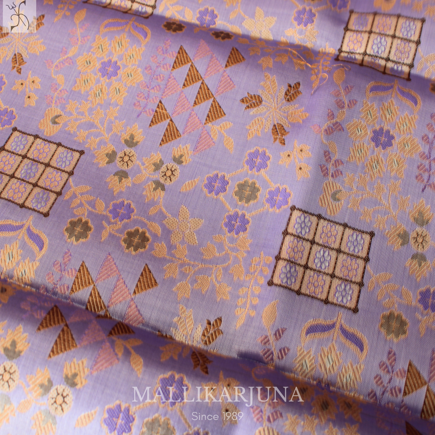 M127 Semi Kanjivaram Tissue Lavender Pattu Pavada
