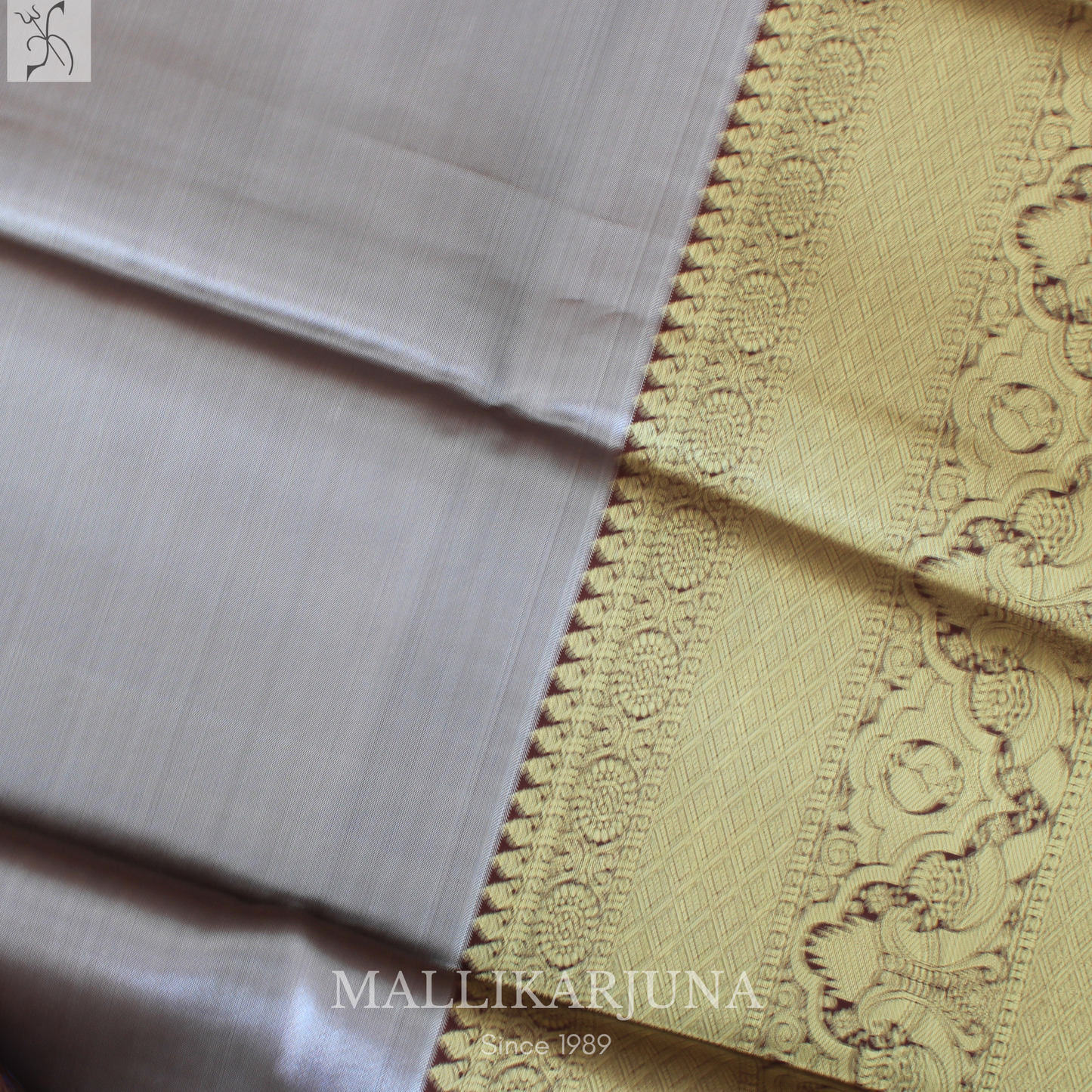 M127 Semi Kanjivaram Tissue Lavender Pattu Pavada