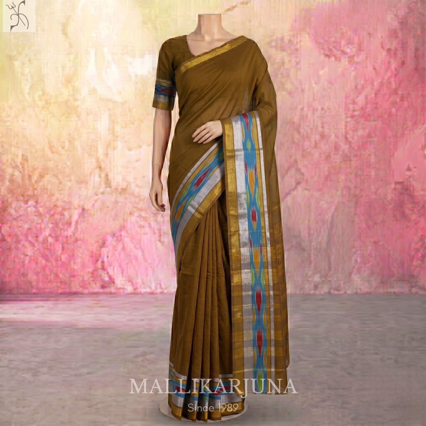 C68. Pure Brown Plain Venkatagiri Cotton Saree