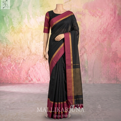 D117  Black Mangalagiri Saree