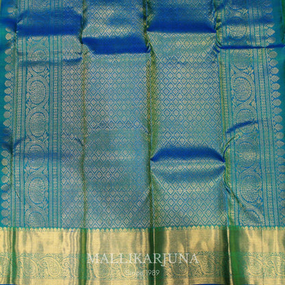A12.pure Parrot Green Kanjivaram Butta silk saree