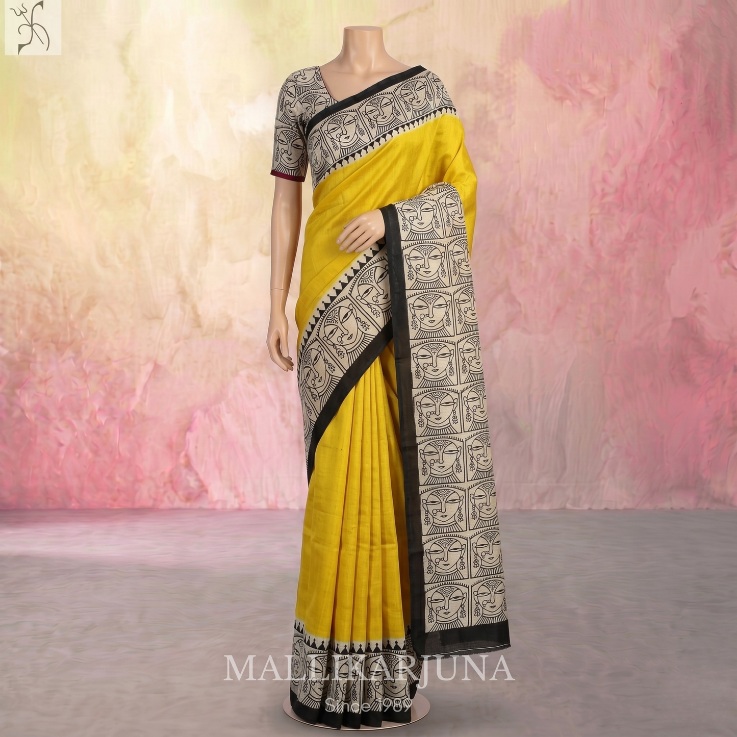 B37.Pure Yellow Tussar Silk Saree