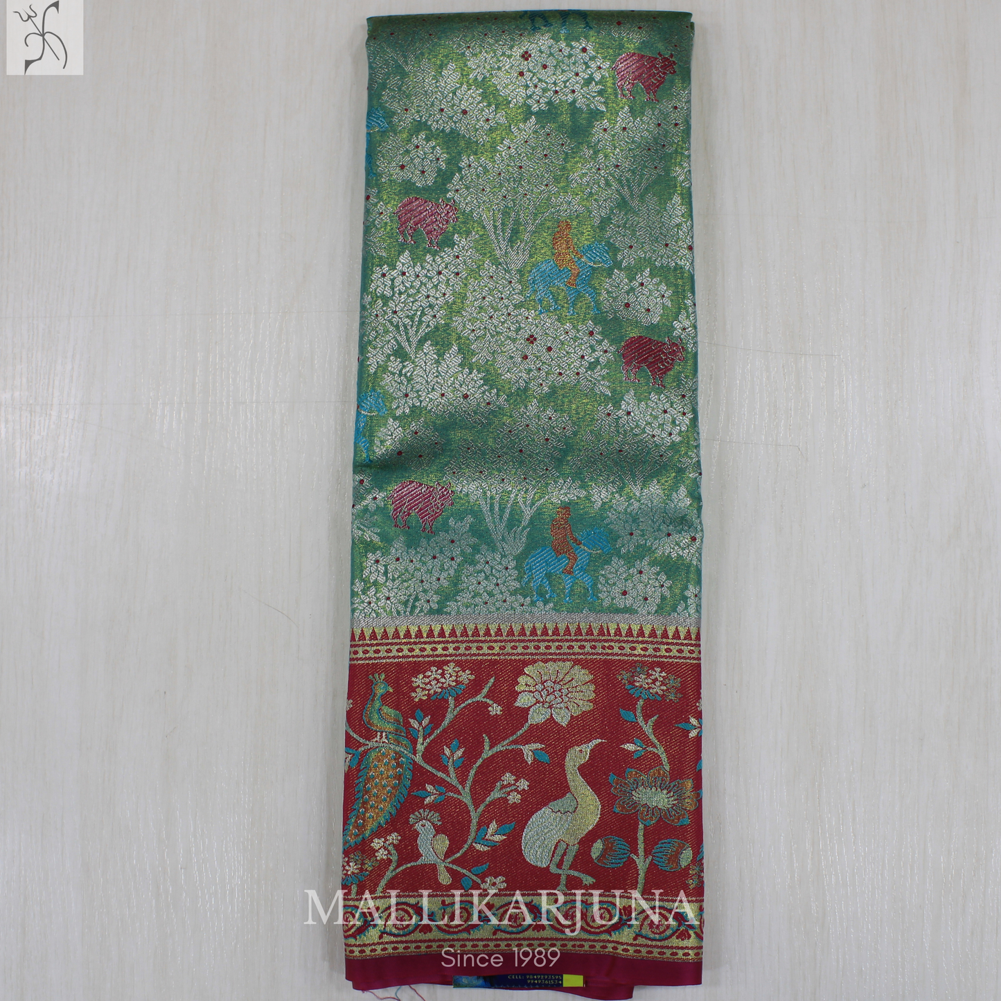 M125 Semi Kanjivaram Tissue Sky Blue Pattu Pavada