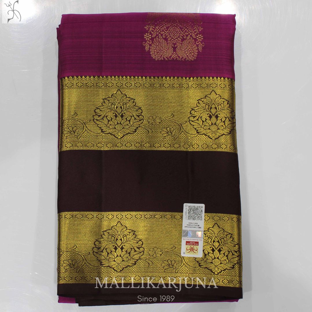 A13.Pure Purple Kanjivaram Butta silk saree
