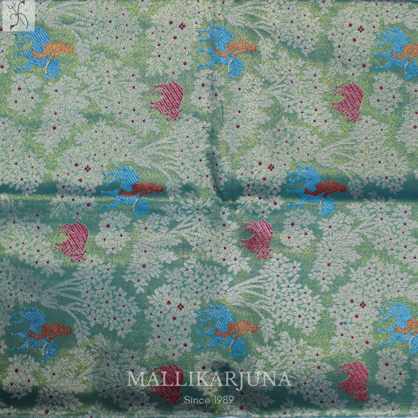 M125 Semi Kanjivaram Tissue Sky Blue Pattu Pavada