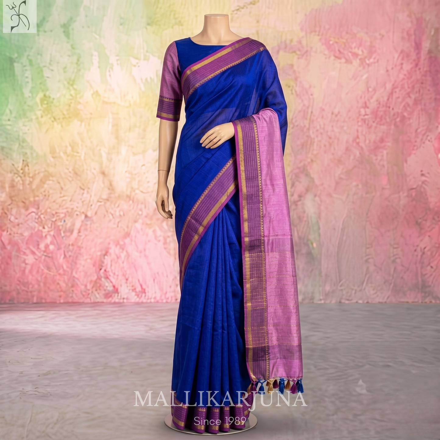 D119  Blue Mangalagiri Saree