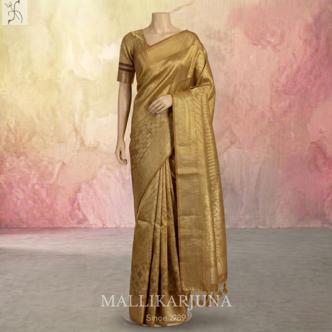 A01.Pure Tissue Gold kanjivaram Silk Saree