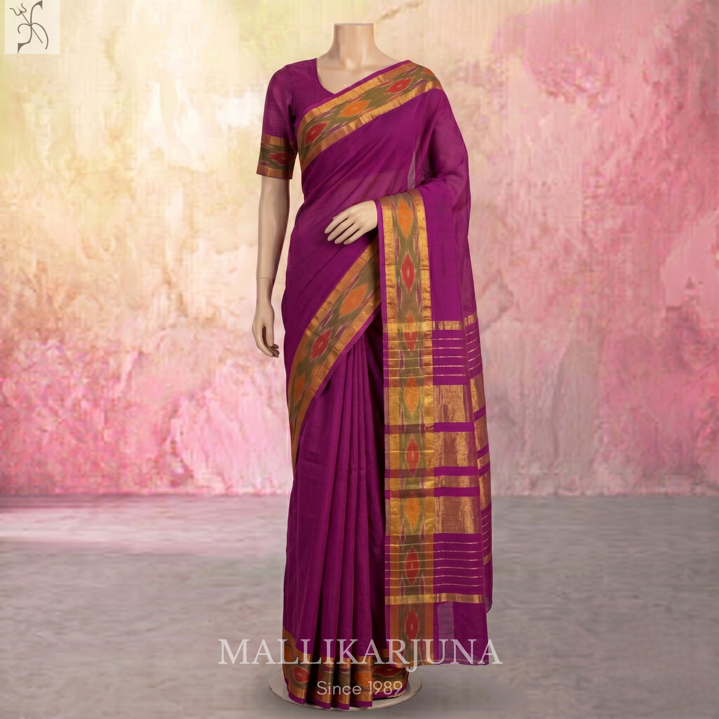C52. Pure Pink Plain Venkatagiri Cotton Saree