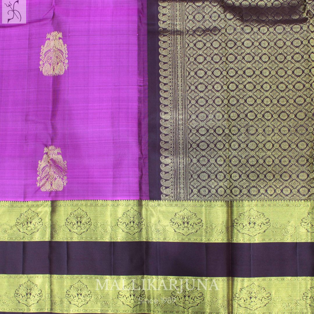 A13.Pure Purple Kanjivaram Butta silk saree