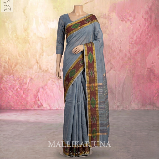 C71. Pure Sky Blue Plain Venkatagiri Cotton Saree