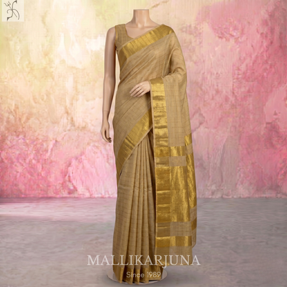 C72. Pure Cream Checks Venkatagiri Cotton Saree