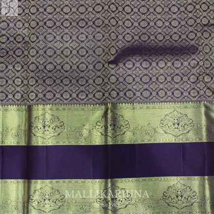 A13.Pure Purple Kanjivaram Butta silk saree