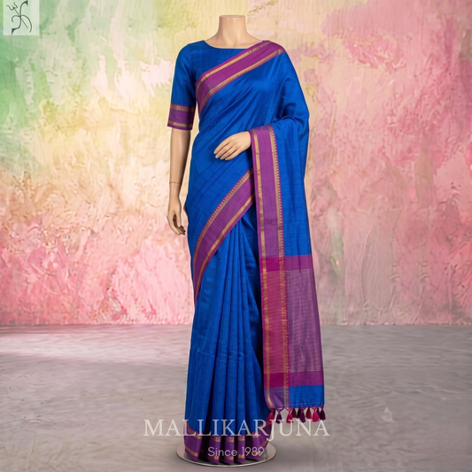 D121  Blue Mangalagiri Saree