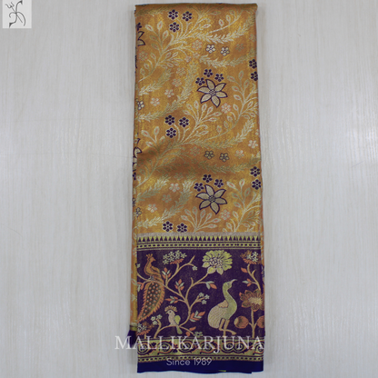 M126 Semi Kanjivaram Tissue Light Orange Pattu Pavada