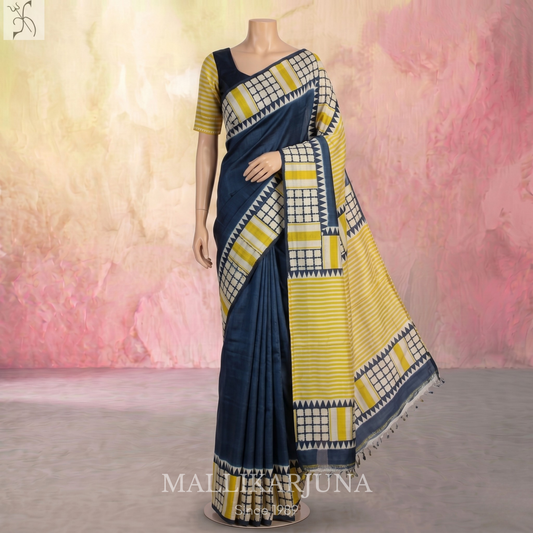 B41.Pure Dark Grey Tussar Silk Saree