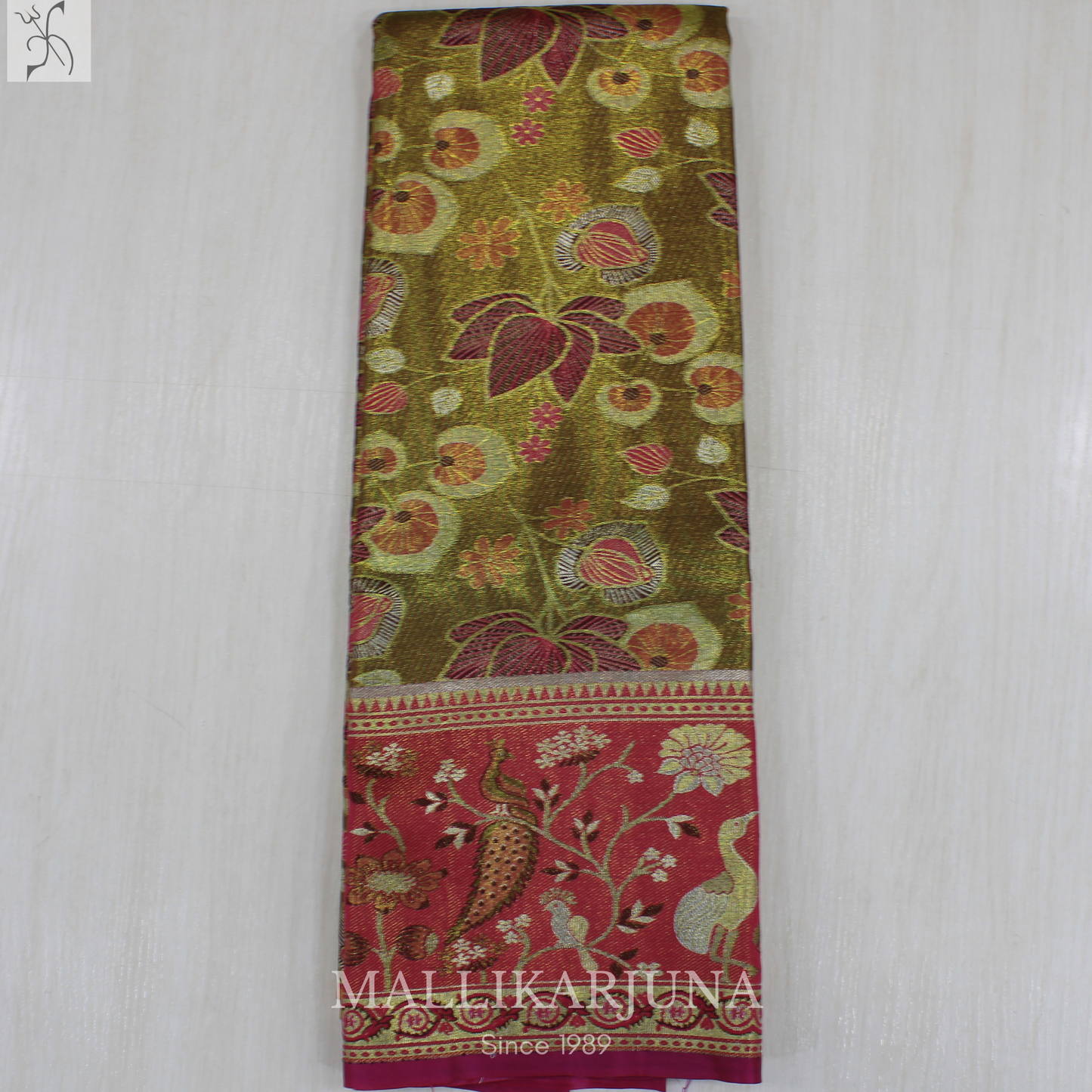 M128 Semi Kanjivaram Tissue Gold Pattu Pavada