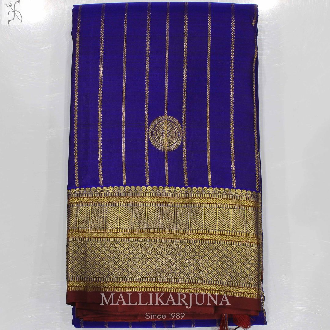 A15.pure Blue Kanjivaram Butta silk saree