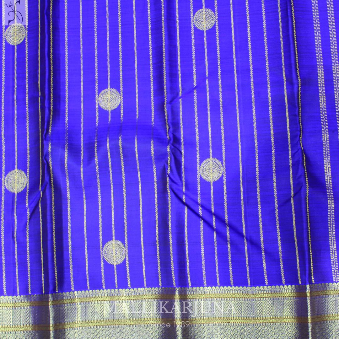 A15.pure Blue Kanjivaram Butta silk saree