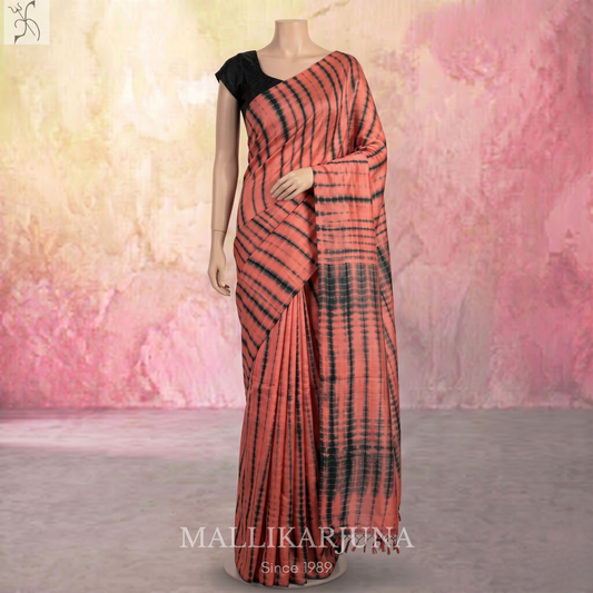 B47.Pure Orange Tussar Silk Saree