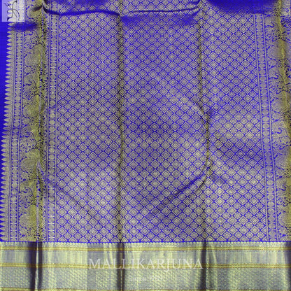 A15.pure Blue Kanjivaram Butta silk saree