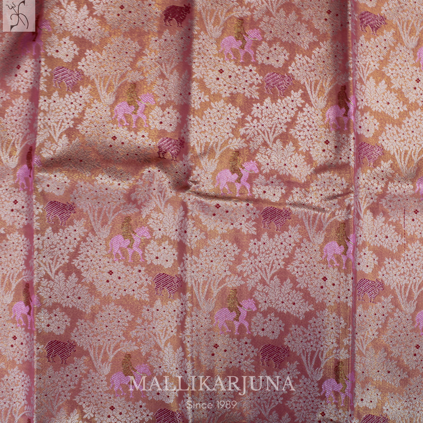 M129 Semi Kanjivaram Tissue Baby Pink Pattu Pavada
