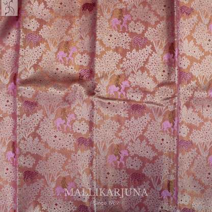 M129 Semi Kanjivaram Tissue Baby Pink Pattu Pavada