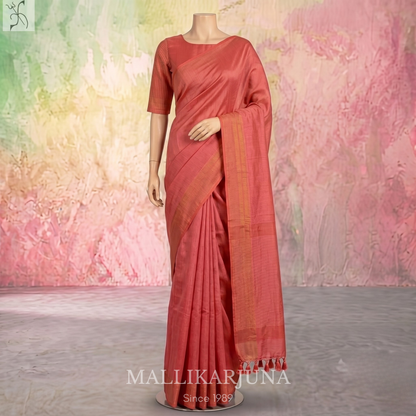 D102 Orange Mangalagiri Saree