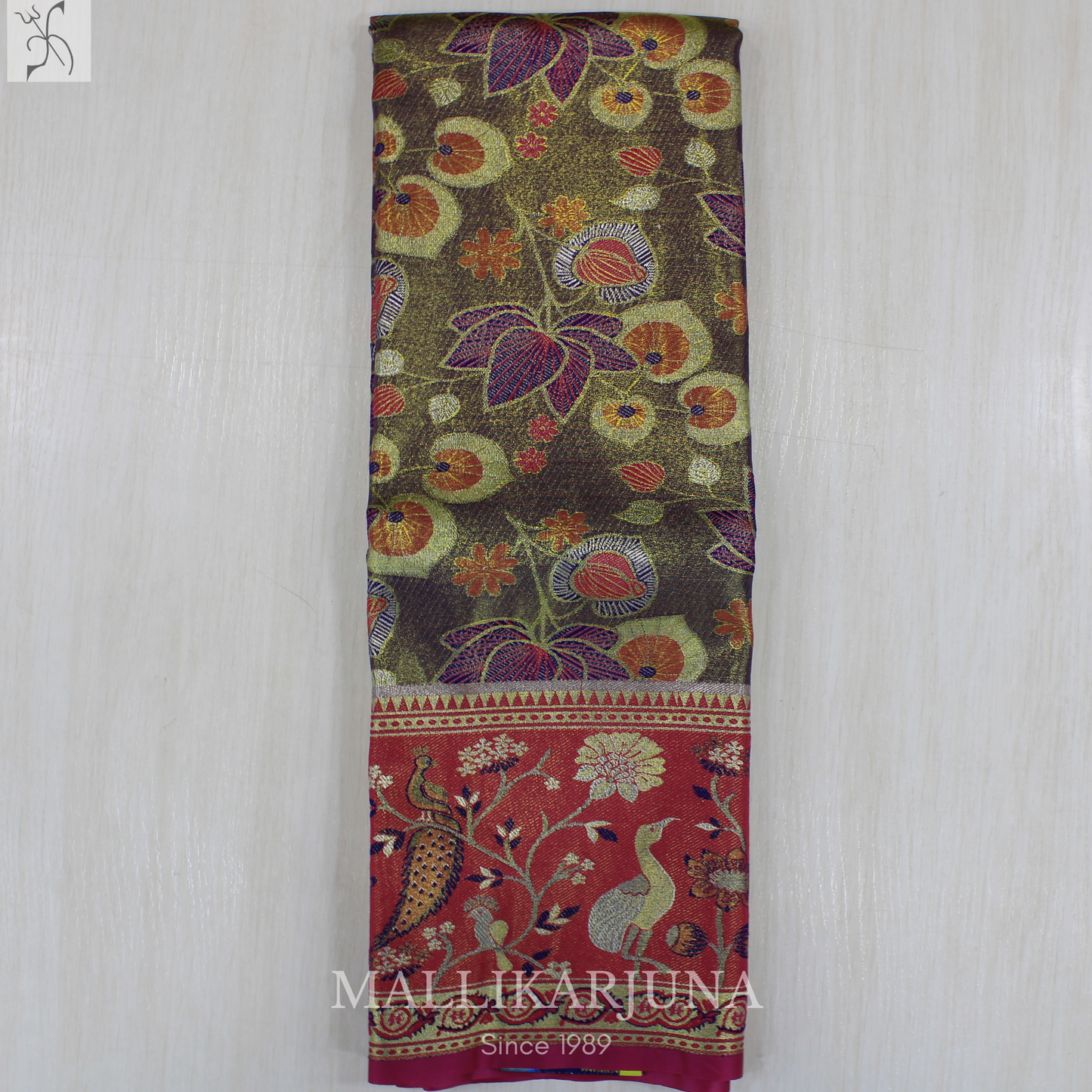 M130 Semi Kanjivaram Tissue Ash Pattu Pavada