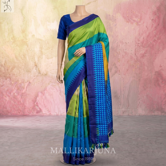 B51.Pure Multi Tussar Silk Saree