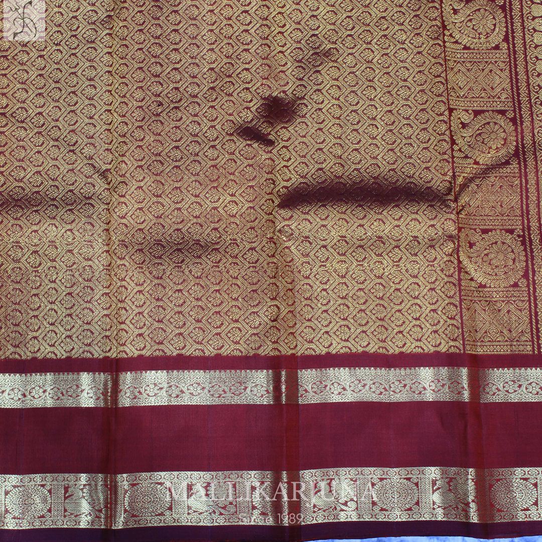 A16.Pure Mustard Yellow Kanjivaram Butta silk saree