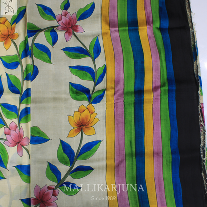 B21. Pure Cream Tussar Silk Saree