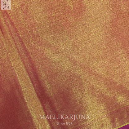 M131 Semi Kanjivaram Tissue Green Pattu Pavada