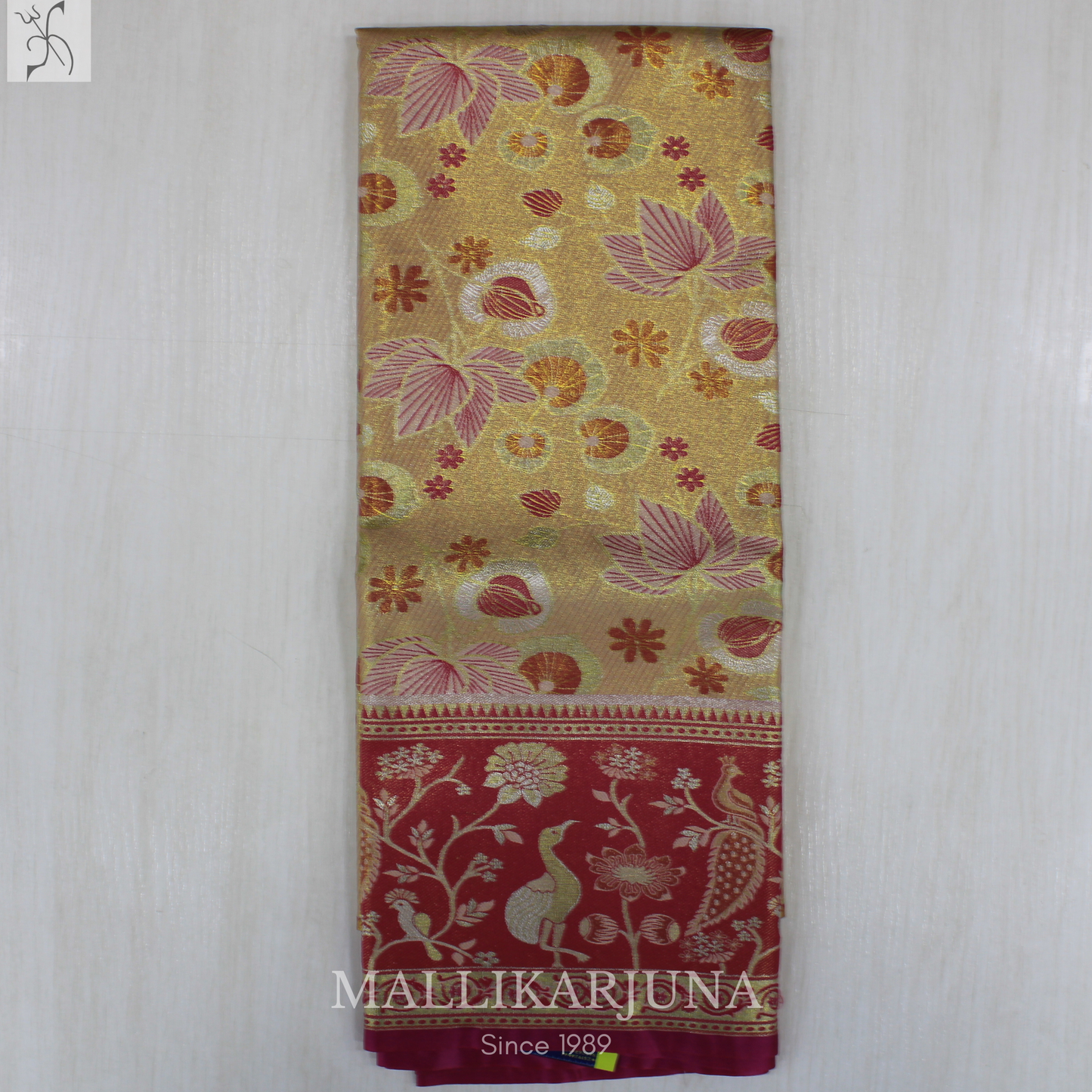 M132 Semi Kanjivaram Tissue Yellow Pattu Pavada