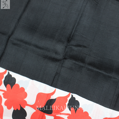 B22.Pure Black Tussar Silk Saree