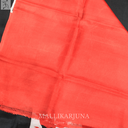B22.Pure Black Tussar Silk Saree