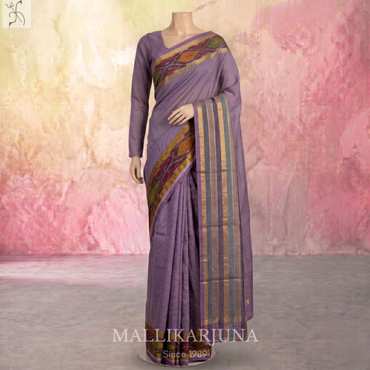 C54. Pure Lavender Plain Venkatagiri Cotton Saree