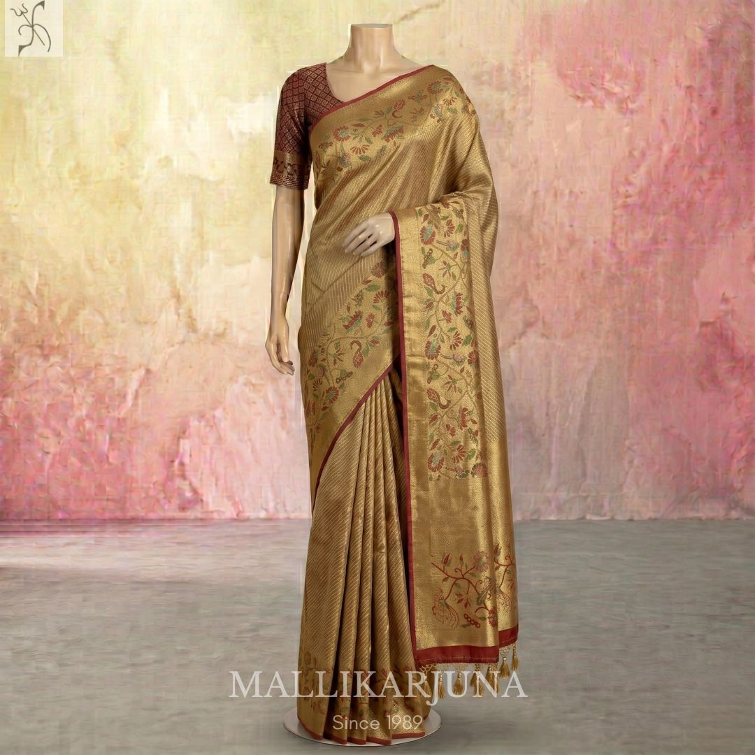A03.Pure Tissue Gold Meenakari kanjivaram Silk Saree