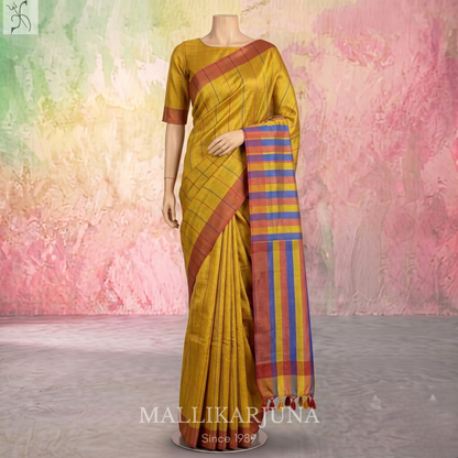 D103  Yellow Mangalagiri Saree
