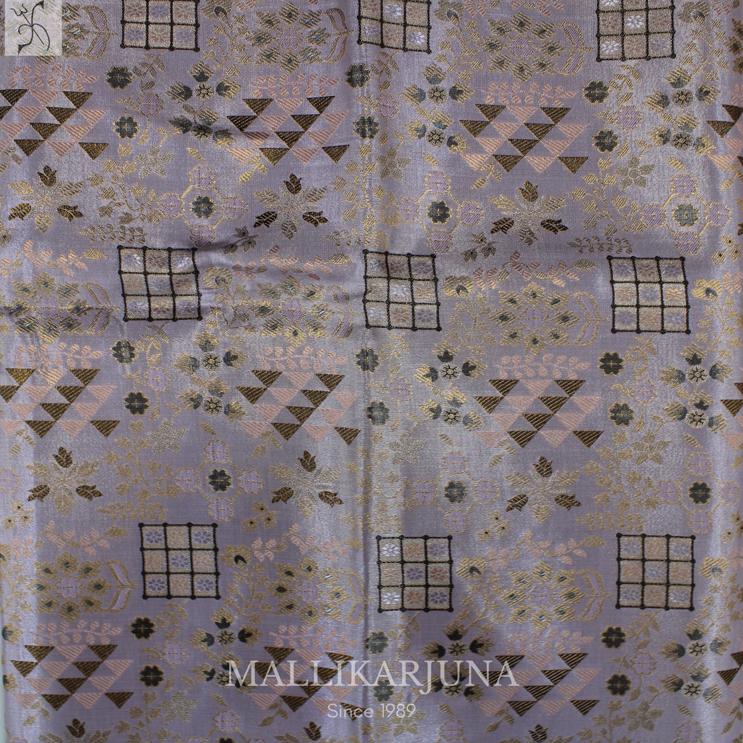 M133 Semi Kanjivaram Tissue Grey(double Shaded) Pattu Pavada