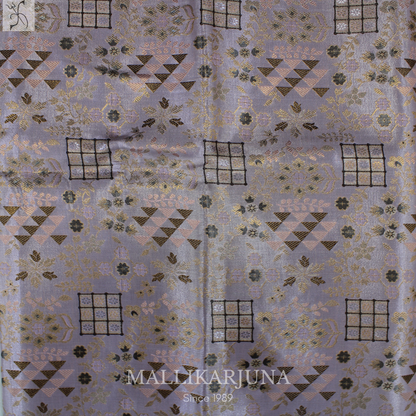 M133 Semi Kanjivaram Tissue Grey(double Shaded) Pattu Pavada